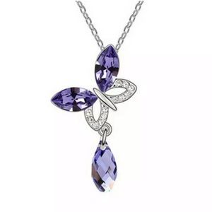 Butterfly water drop necklace